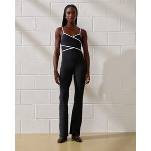 Abercrombie YPB everydaySOFT Slim Fit Wrap Flare Jumpsuit Black Large